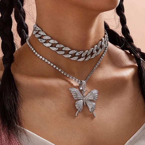 Silver Cuban Link Choker Necklaces